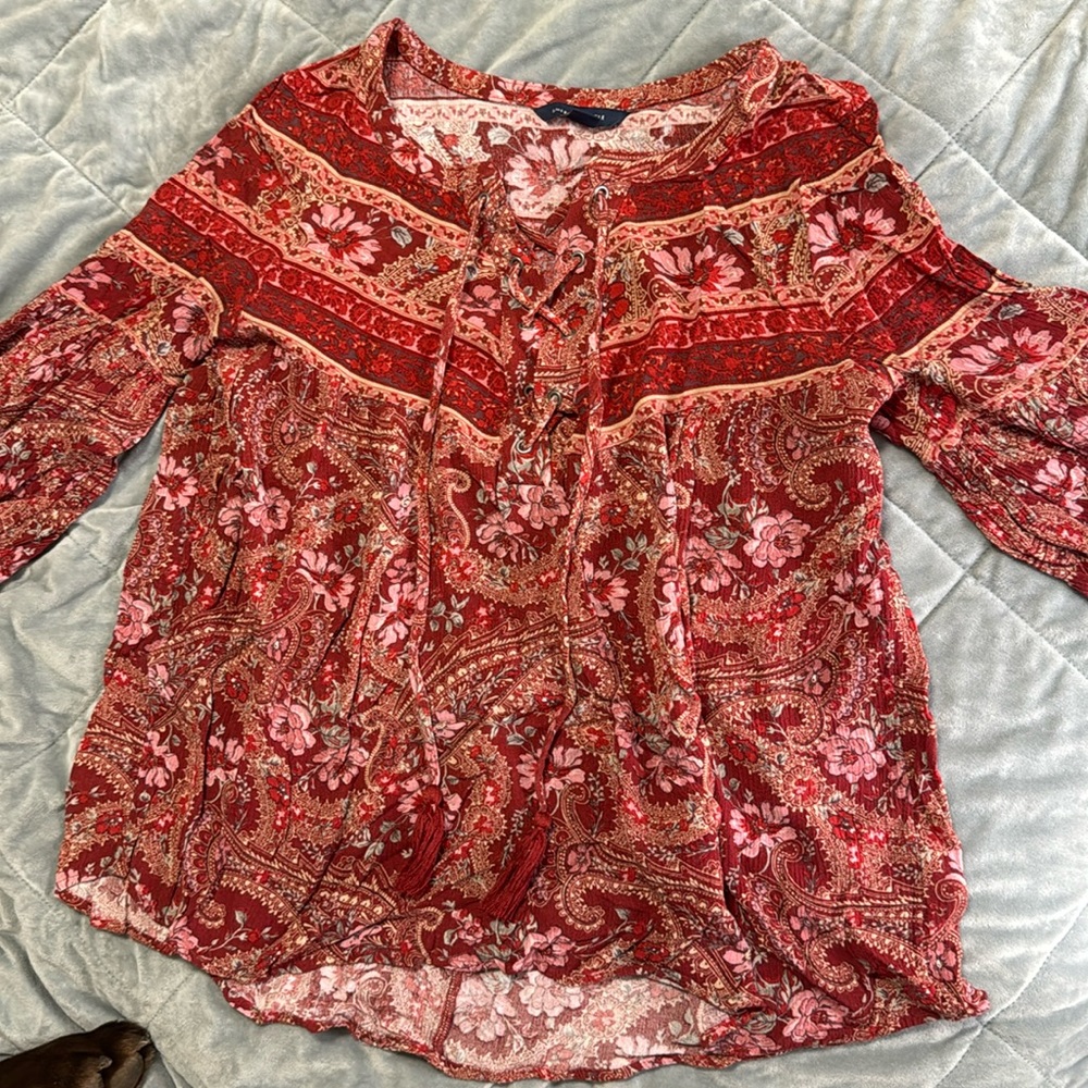 American Eagle Hippie Long Sleeve Red